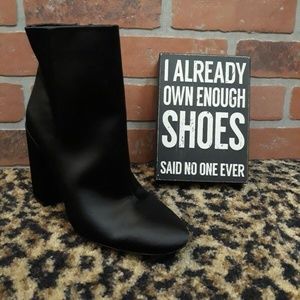 Jessica Simpson Windee Black SATIN High Heel Boots Women's New Sheen sexy 8